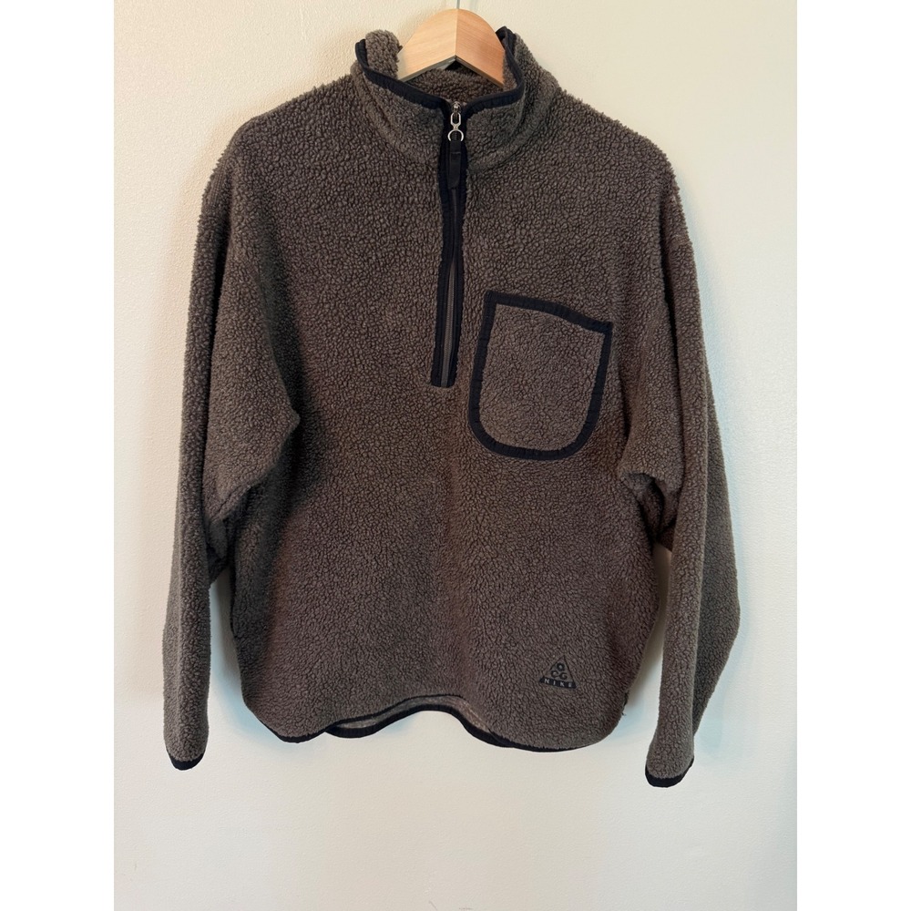 Vintage 1996 Nike ACG Pete's Sherpa Fleece M.B.F. Deep Pile Pullover Brown M